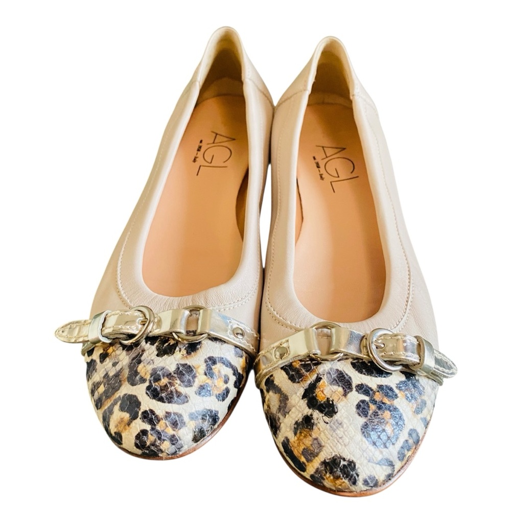 AGL Monica Cap Toe Ballet Flat Marble Animal Print